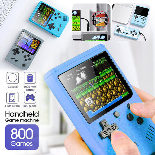 Blue Handheld Game Console Retro Video Game boy Game Toy Built-in 500 Games Kids AU++
