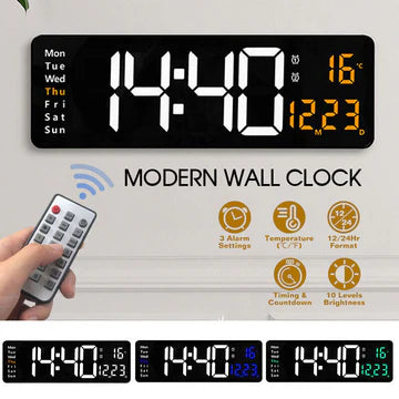 LED Large Big Jumbo Wall Desk Clock Digital Display With Calendar Temperature