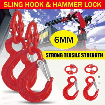 2X (6mm Hammerlock+ 6mm Eye Sling Hook) Caravan Trailer Chain connecting Extend