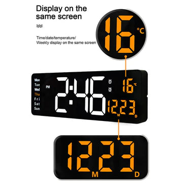 LED Large Big Jumbo Wall Desk Clock Digital Display With Calendar Temperature