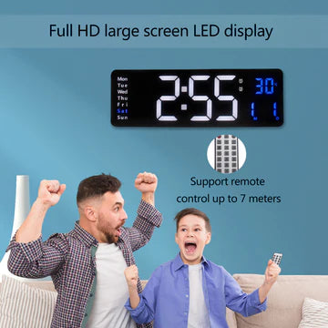 LED Large Big Jumbo Wall Desk Clock Digital Display With Calendar Temperature