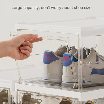 6 Tiers Shoe Box Storage Case Clear Boxes Foldable Stackable Transparent Organizer