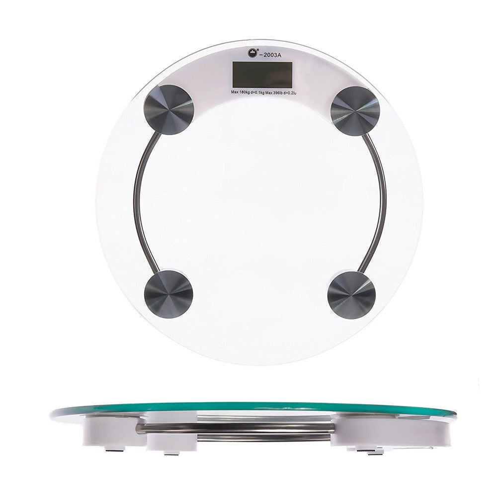 180KG Digital Body Scale LCD Glass Weight Scales Bathroom Gym Electronic CLEAR