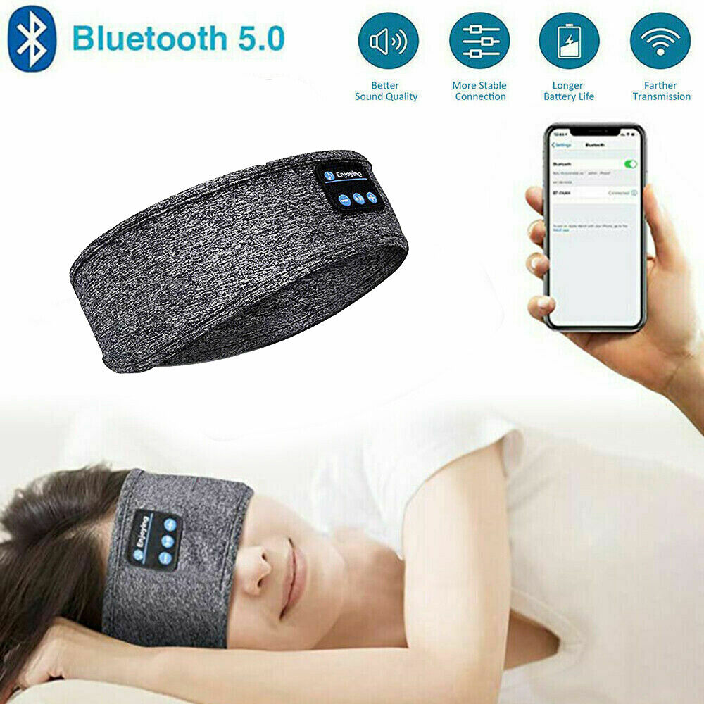 Wireless Bluetooth 5.0 Stereo Eye Mask Headphones Earphone Sleep Music Headband