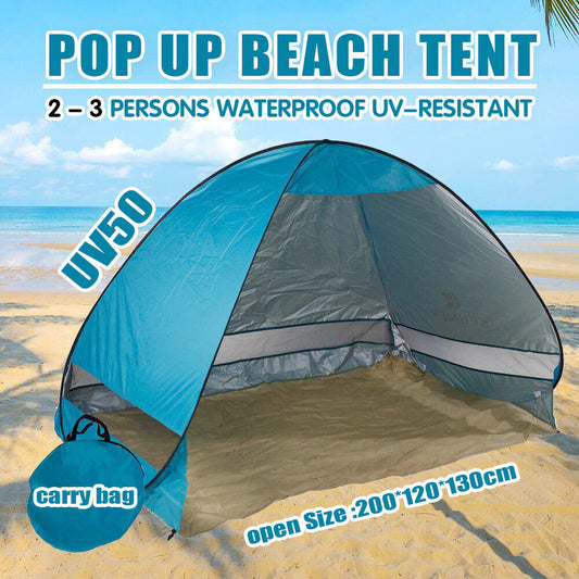 Portable Pop Up Beach Tent Canopy UV Camping Fishing Mesh Sun Shade Shelter Blue