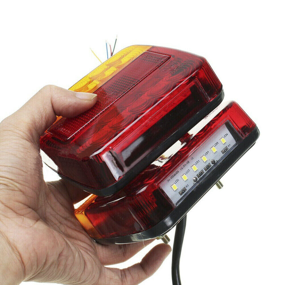 2x 20LED Square Tail Stop Light Indicator Reverse Boat Trucks Caravans Utes New