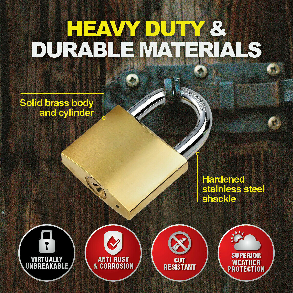 37mm Handy Hardware 1PK Padlock Heavy Duty Tough Unbreakable Cut Resistant