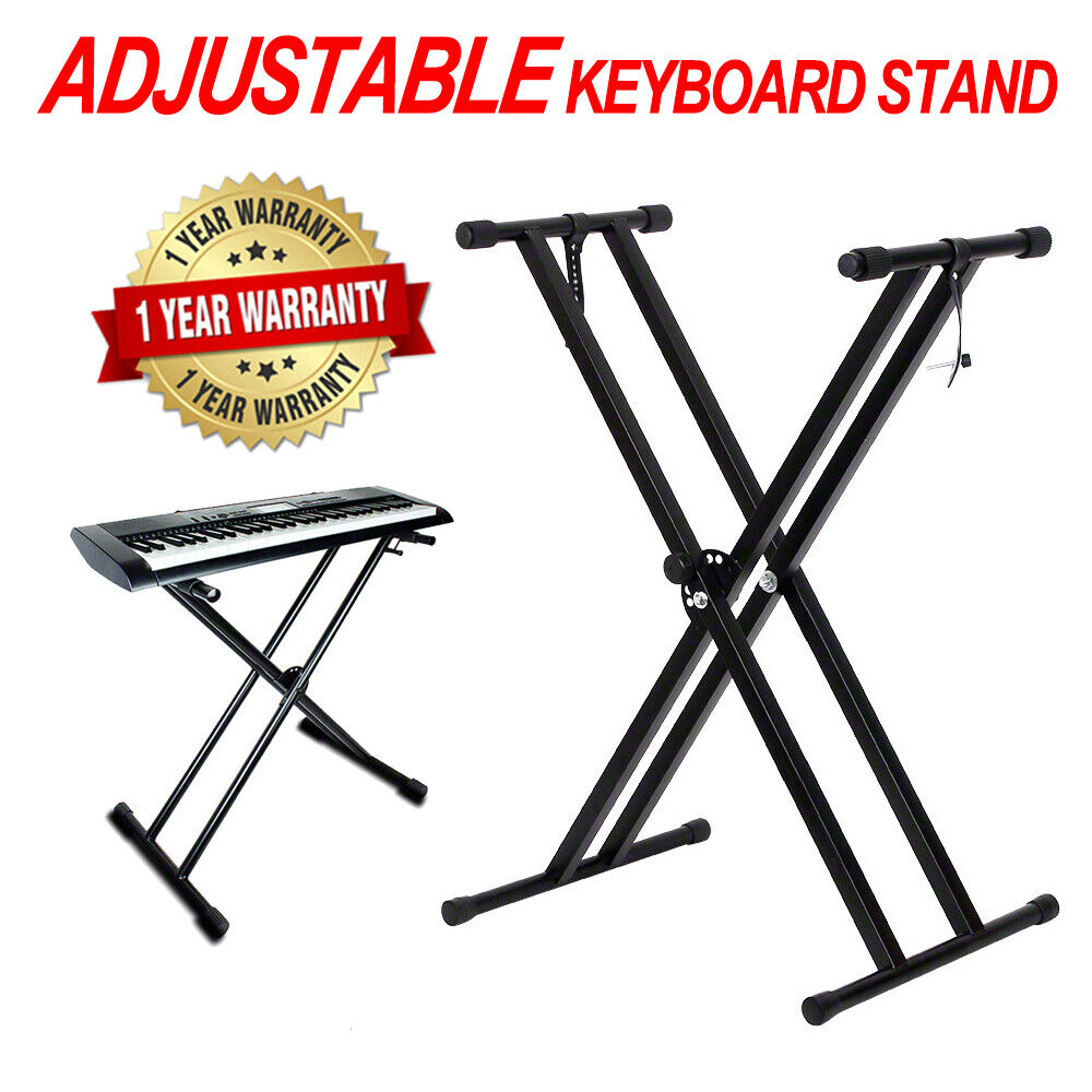 Folding Double Braced X Style Adjustable Music Piano Keyboard Stand