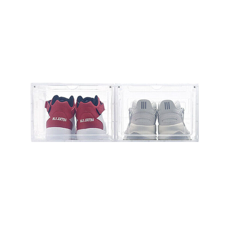 Magnetic Sneaker Drop Front Shoe Box Stackable Storage Clear Plastic Case