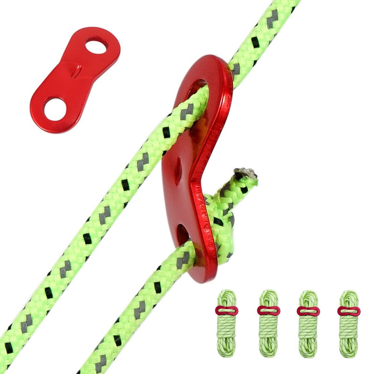 Heavy Duty Steel Drill Screw in Camping Tent Pegs Glow in The Dark Head + Ropes