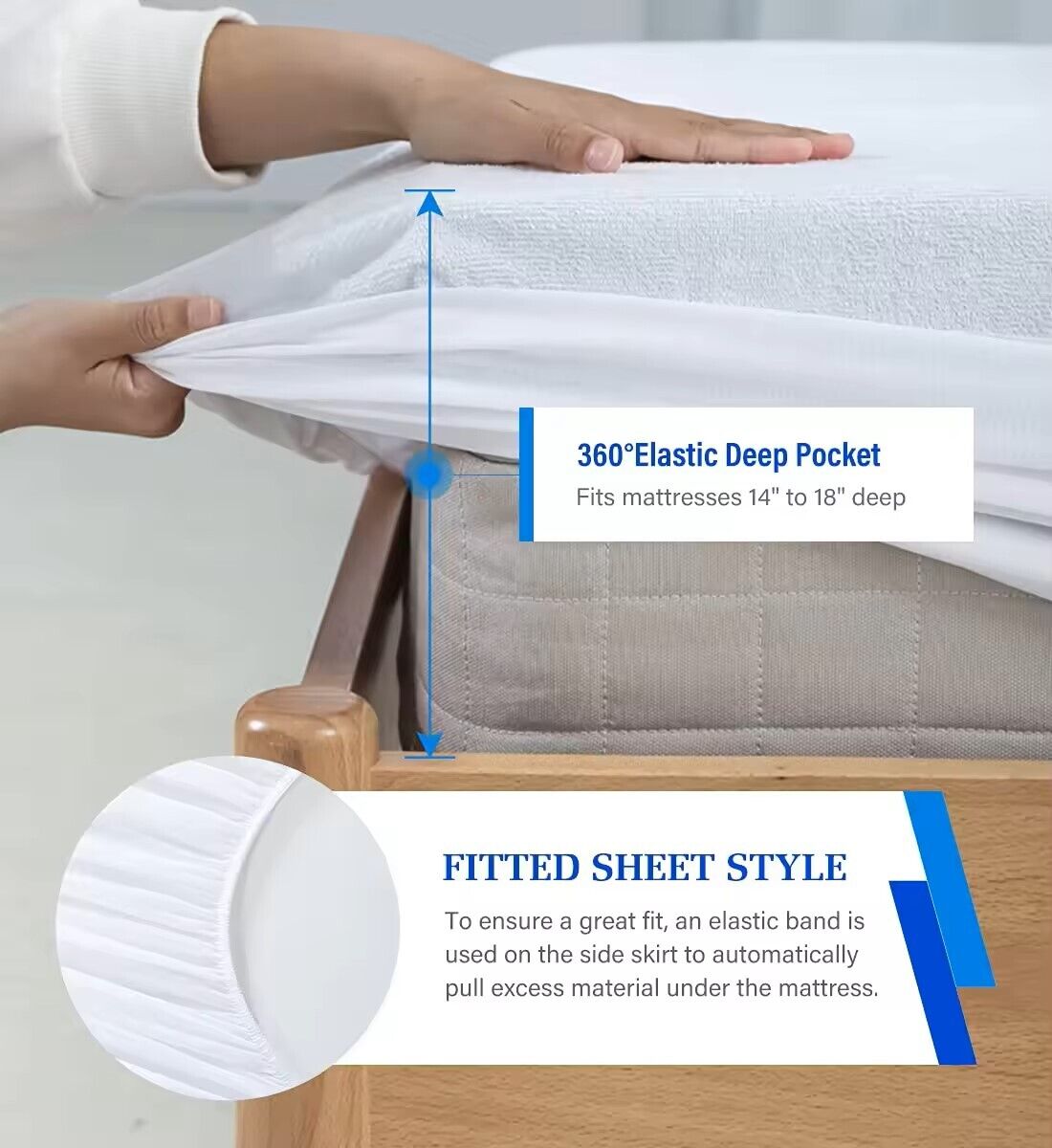 Fully Fitted Waterproof Mattress Protector Terry Cotton Bed Soft Cover