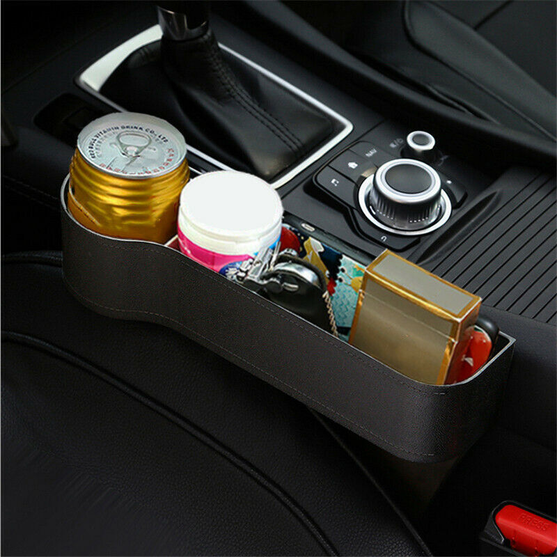 2PCS Car Seat Storage Box&Console Side Pocket Coin Phone Organizer Cup Holder