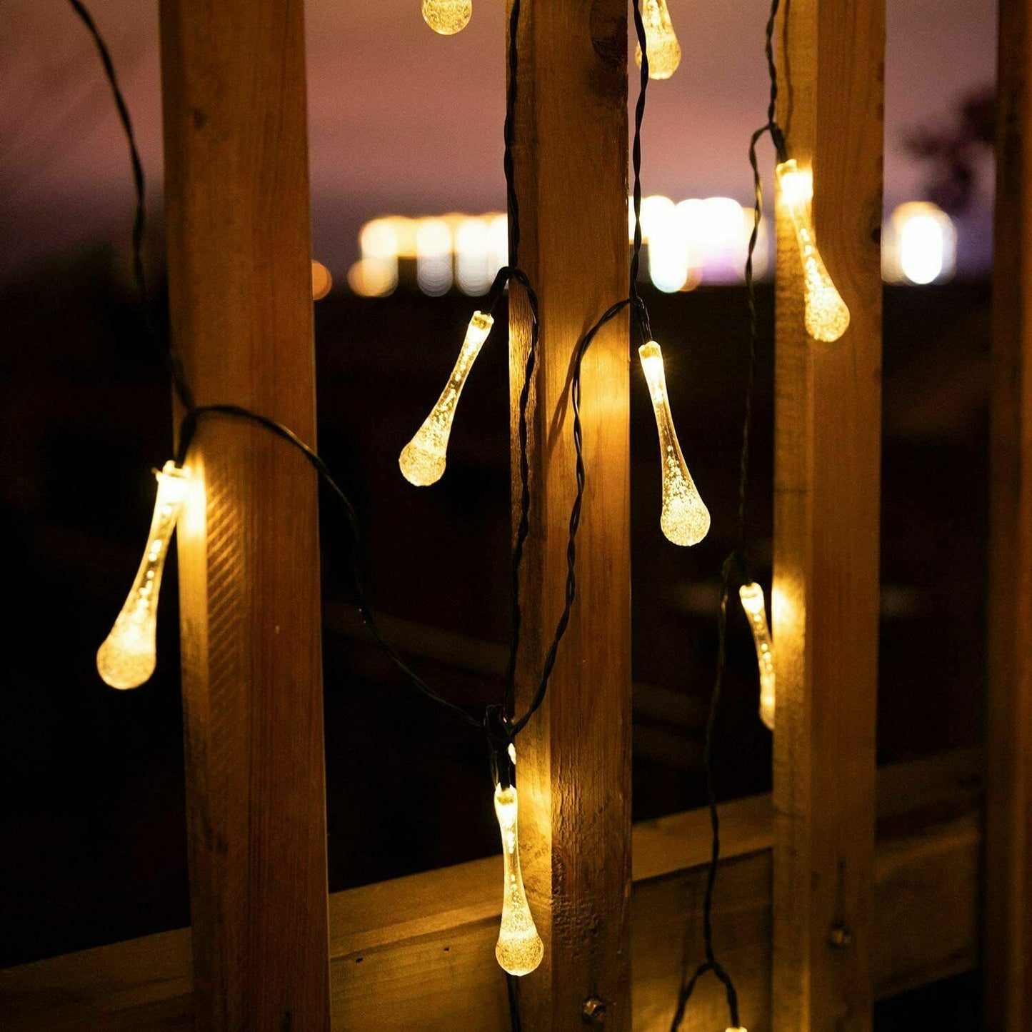 Solar Fairy String Lights 20-50 LED Raindrop Garden Christmas Tree Outdoor Lamp