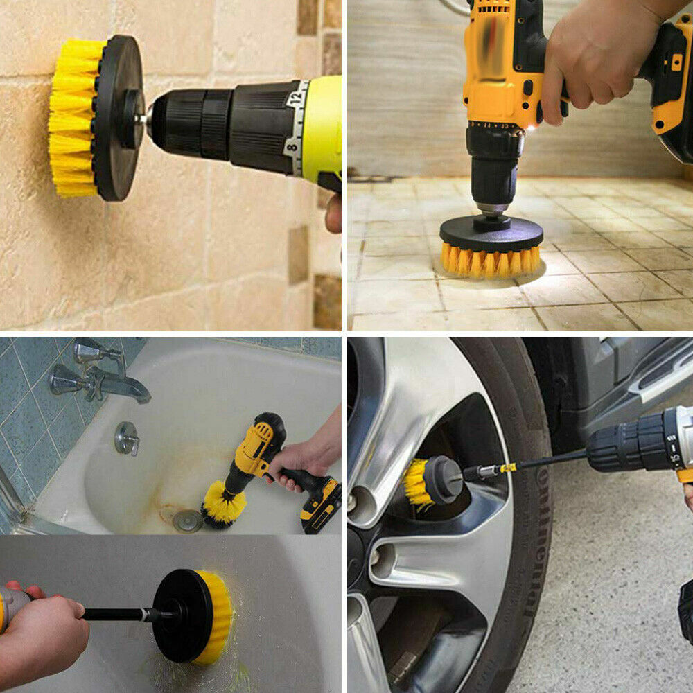 14PC Drill Brush Tub Clean Electric Grout Power Scrubber Cleaning Combo Tool Kit