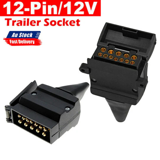 12 Pin Flat Trailer Socket Plug Set Connector Trailer Camper Adaptor Caravan