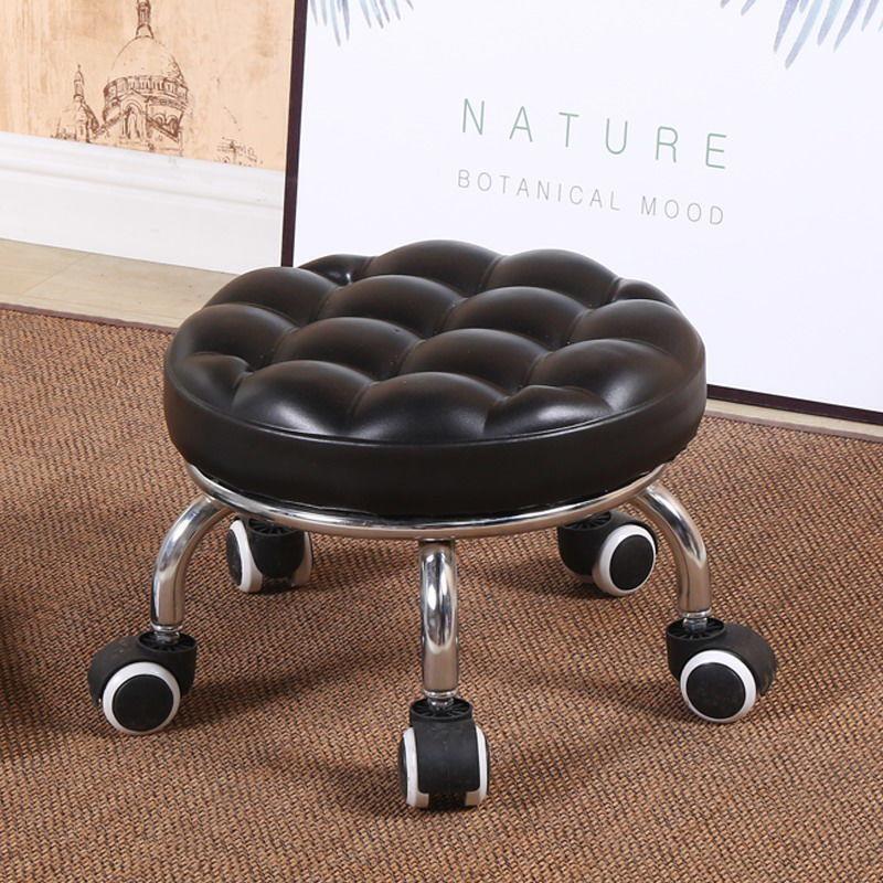 Low Roller Seat Stool Small Stool with Wheels Pulley Ottoman Comfortable Round