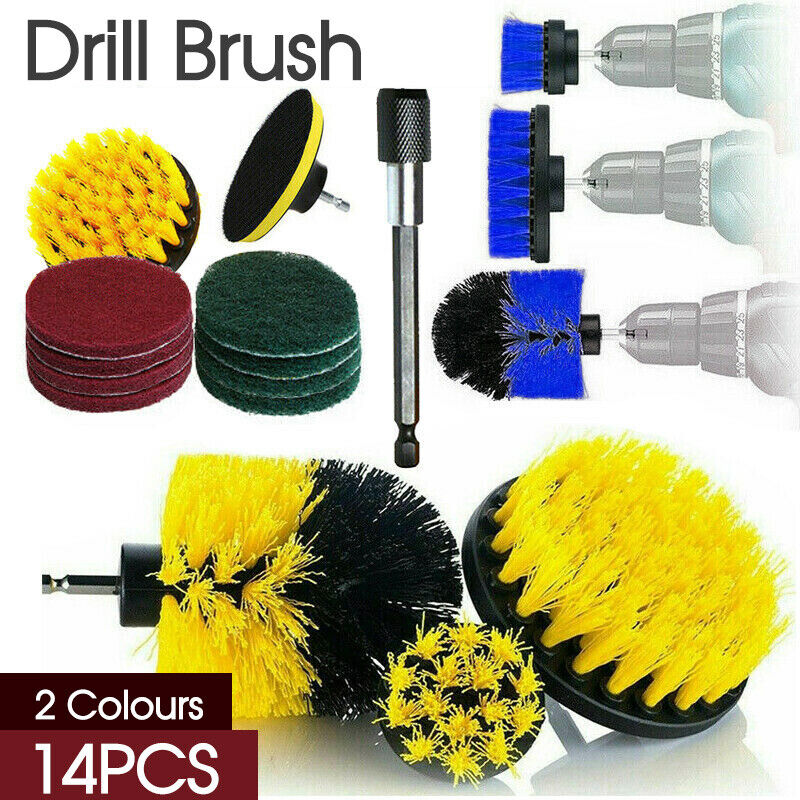 14PC Drill Brush Tub Clean Electric Grout Power Scrubber Cleaning Combo Tool Kit