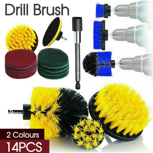 14PC Drill Brush Tub Clean Electric Grout Power Scrubber Cleaning Combo Tool Kit