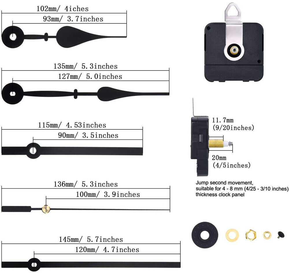 Set Wall Quartz Clock Movement Mechanism Repair Replacement Hands Tool Parts Kit