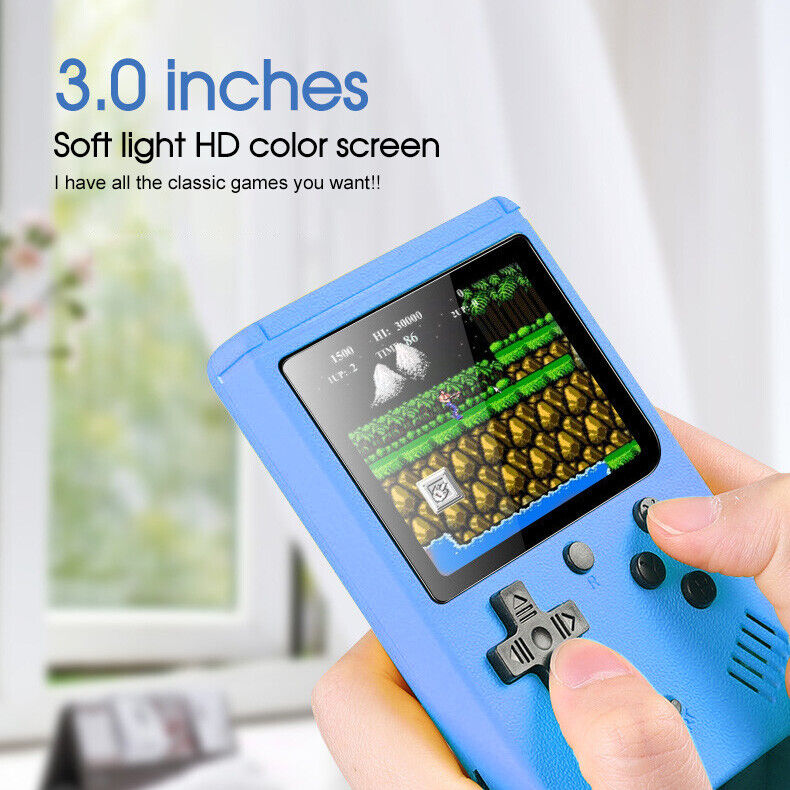 Blue Handheld Game Console Retro Video Game boy Game Toy Built-in 500 Games Kids