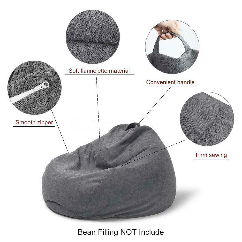 Bean Bag Chairs Couch Sofa Cover Indoor Lazy Lounger For Adults Kids 100x120cm