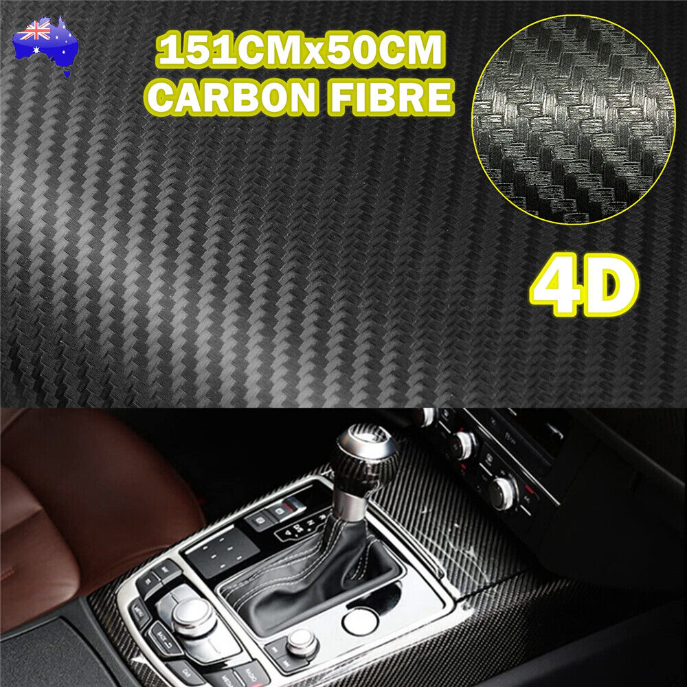 Gloss Black 4D Carbon Fiber Vinyl Car Phone Laptop Wrap Sticker Film 50x151cm