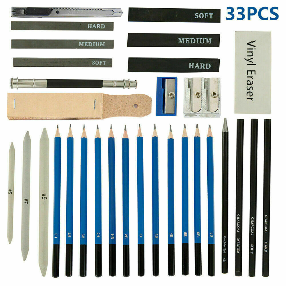 33pcs Drawing Sketch Set Charcoal Pencil Eraser Art Craft Painting Sketching Kit