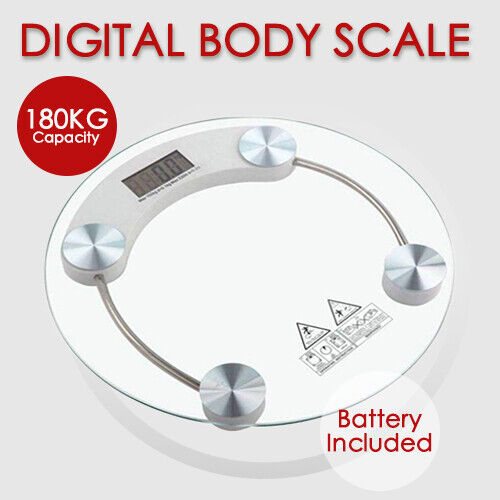 180KG Digital Body Scale LCD Glass Weight Scales Bathroom Gym Electronic CLEAR