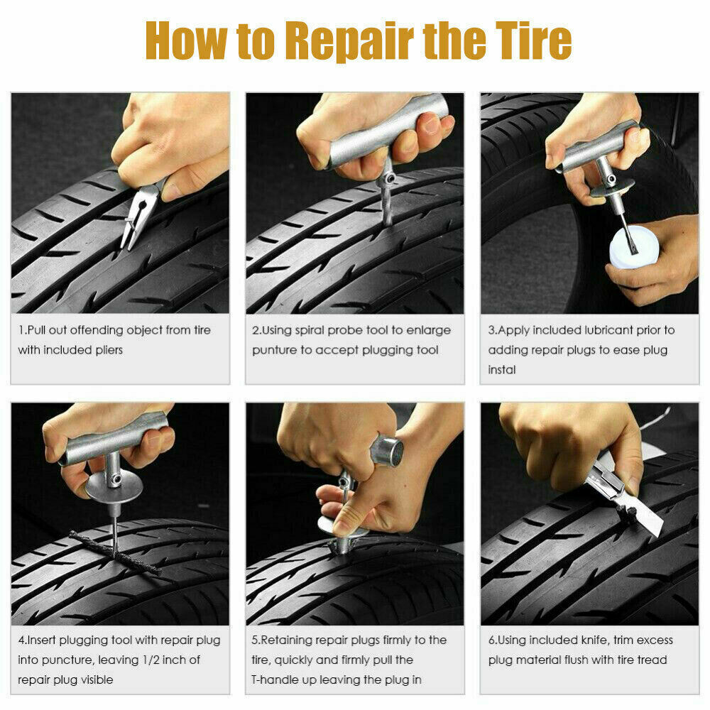 100x Tyre Repair Kit Puncture Recovery Heavy Duty 4WD Offroad Plugs Tubeless