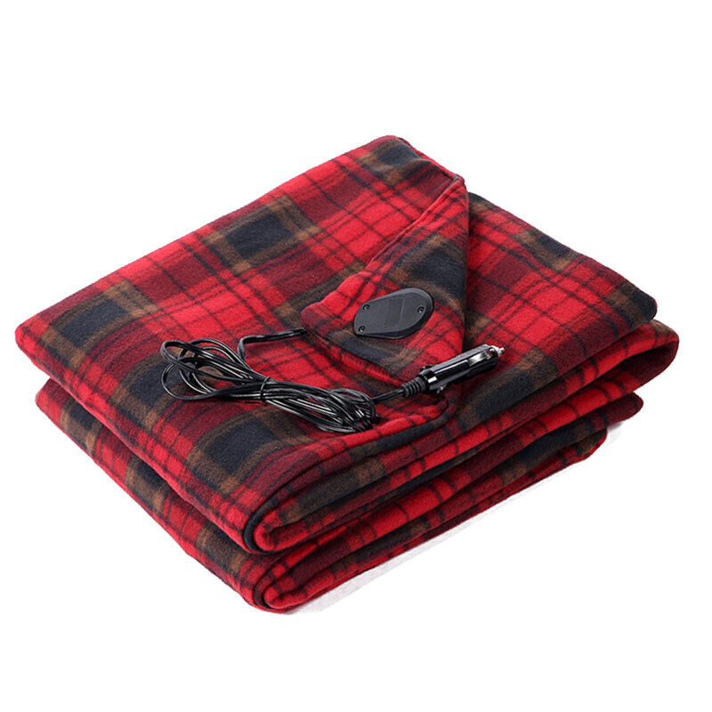 HEATED CAR BLANKET TRAVEL RUG SOFT CARAVAN FLEECE ELECTRIC THROW 12 VOLT DC AUTO