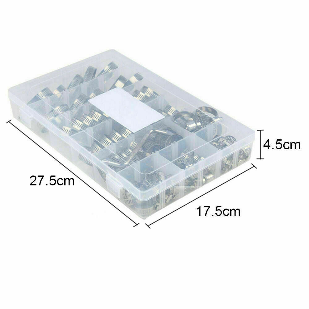 91X Stainless Steel Hose Clamps Clips Adjustable Range Worm Gear Pipe Clamp Kit
