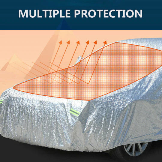 YXXL Ultra Large Alu Waterproof Outdoor Car Cover Double Thick Rain UV Resistant