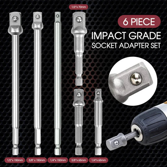6Pc Drill Socket Adaptor Set Long Short Combination Extension Impact N ...