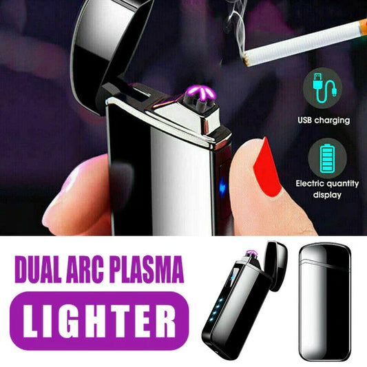 Electric Flameless Windproof USB Rechargeable Dual Arc Plasma Lighter Lighters