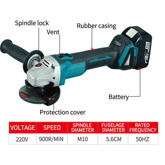 BRUSHLESS CORDLESS ANGLE GRINDER 125MM CUTTING POLISHING，18V BATTERY