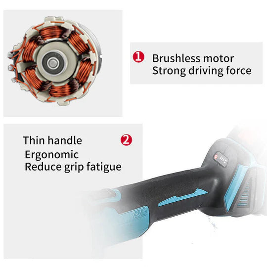 BRUSHLESS CORDLESS ANGLE GRINDER 125MM CUTTING POLISHING，18V BATTERY