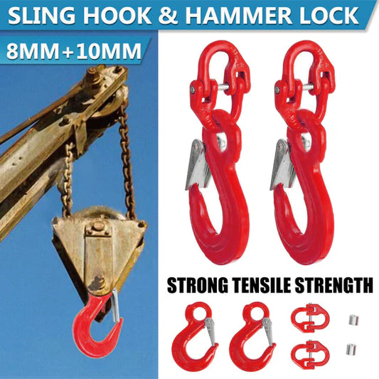 2X (8mm Hammerlock+ 10mm Eye Sling Hook) Caravan Trailer Chain connecting Extend