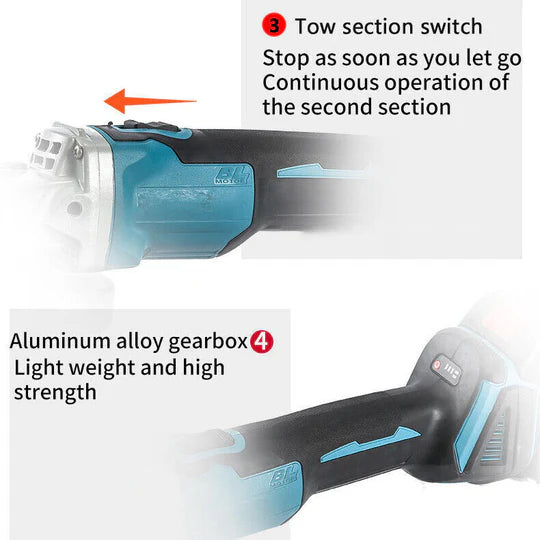 BRUSHLESS CORDLESS ANGLE GRINDER 125MM CUTTING POLISHING，18V BATTERY