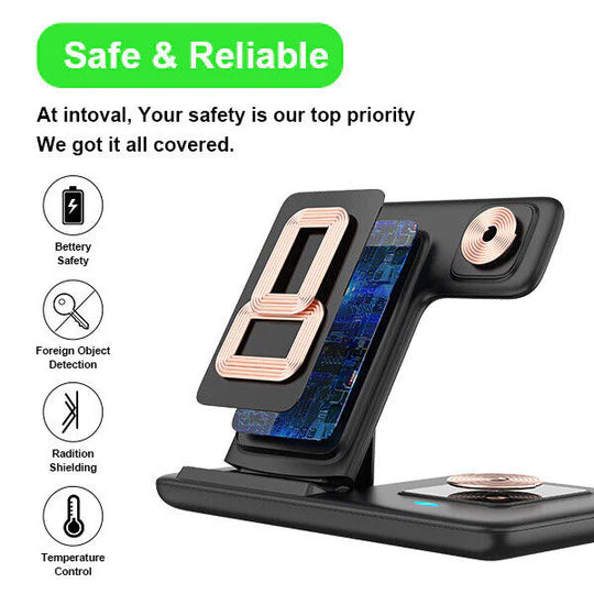 3 IN 1 WIRELESS CHARGER FAST CHARGING DOCK FOR MOBILE PHONE AND WATCH