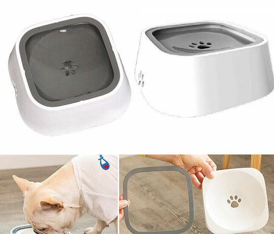 1.5L Pet Dog Cat Water Bowl No Spill Slow Feeder Dispenser Dust Free Non-Slip