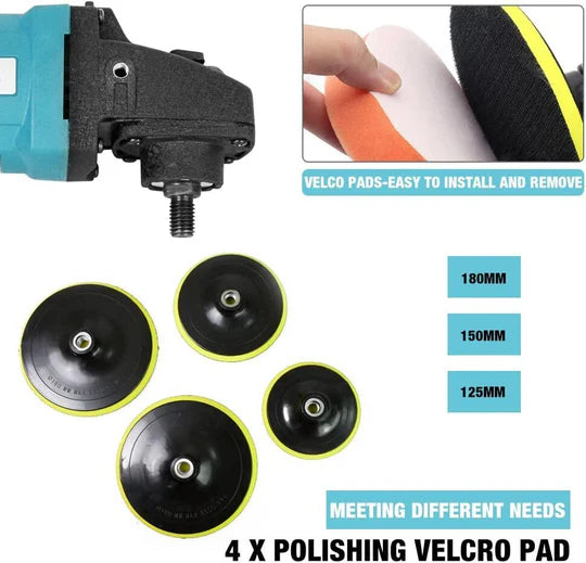 POLISHER CAR BUFFER PAD ELECTRIC MACHINE TOOL KIT 6 SPEED 1600W 240V 180MM 150MM