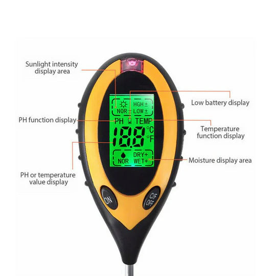 4 in 1 Soil PH Tester Moisture Sunlight Light Test Meter for Garden Plant Lawns