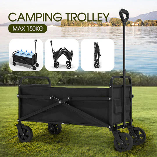 ALL-IN-ONE OUTDOOR FOLDABLE GARDEN TROLLEY CART WITH 150KG WEIGHT CAPACITY