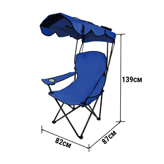 Canopy Chair Foldable W/ Sun Shade Beach Camping Folding Outdoor Fishing