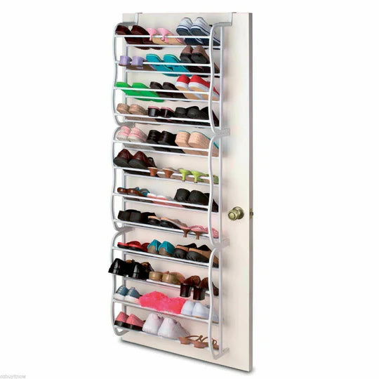 36 Pairs Over The Door 12 Tiers Stackable Storage Shoe Rack Holder