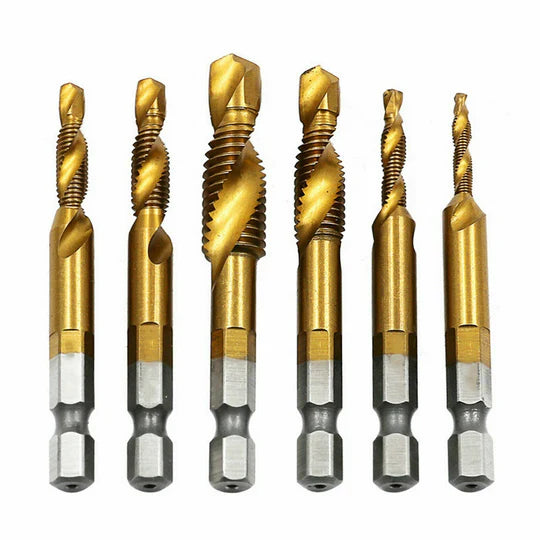 6PCS DRILL TAP COUNTERSINK DEBURR SET METRIC COMBINATION DRILL TAP BIT M3-M10