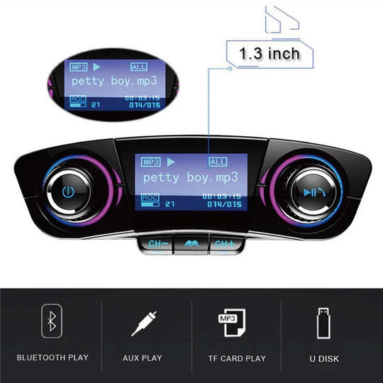 BLUETOOTH CAR MP3 PLAYER ADAPTER CHARGER HANDSFREE WIRELESS CAR KIT