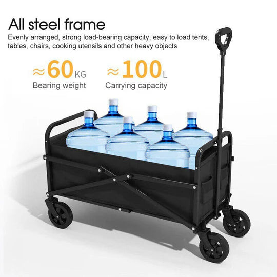 ALL-IN-ONE OUTDOOR FOLDABLE GARDEN TROLLEY CART WITH 150KG WEIGHT CAPACITY