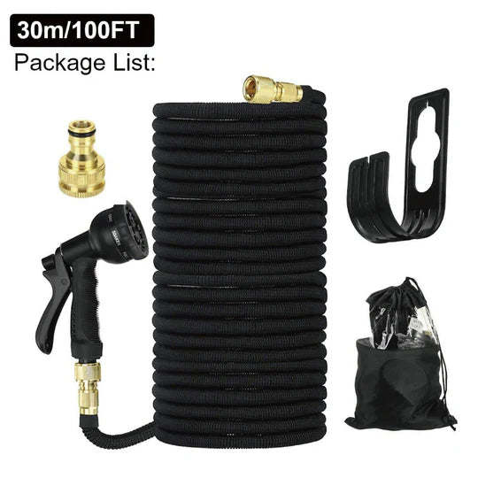 25-100FT Garden Water Hose Flexible Expandable Pipe Car Wash W/ Spray Nozzle Gun