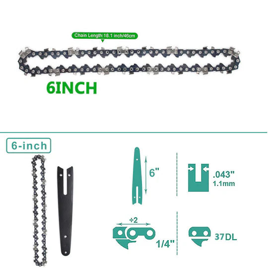 2PCS 6" CHAINSAW CHAINS FOR 6 INCH MINI CORDLESS ELECTRIC CHAIN SAW WOOD CUTTER